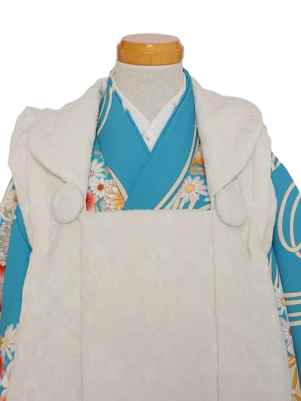 七五三(3歳女児)431/水色花輪柄