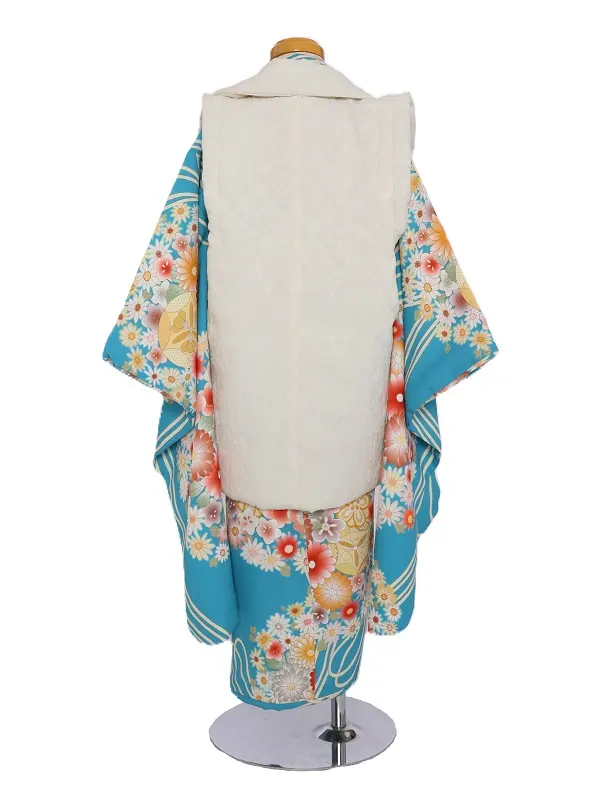 七五三(3歳女児)431/水色花輪柄