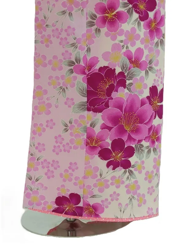 七五三(7歳女児)442/藤色に濃い紫八重桜・桜No.1