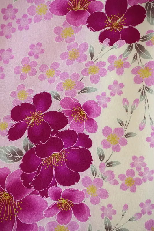 七五三(7歳女児)443/藤色に濃い紫八重桜・桜No.2