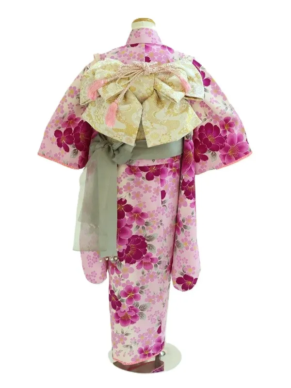 七五三(7歳女児)443/藤色に濃い紫八重桜・桜No.2