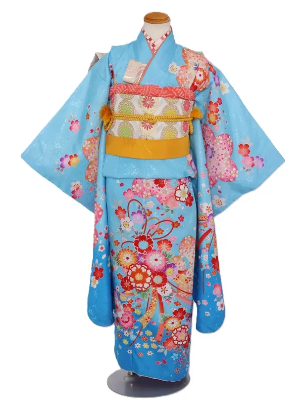 七五三(7歳女児)444/水色ﾋﾟﾝｸ桜