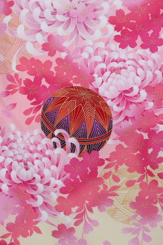 七五三(7歳女児)453/ﾋﾟﾝｸ地菊手毬