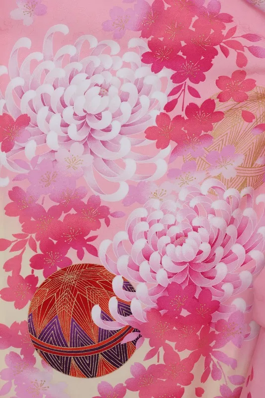 七五三(7歳女児)453/ﾋﾟﾝｸ地菊手毬