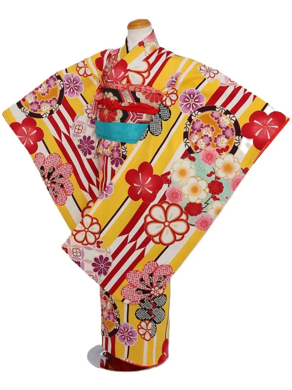 七五三(7歳女児)454/黄色矢がすり花輪