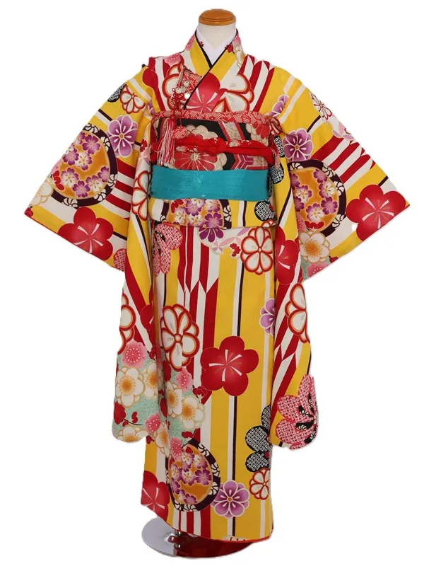 七五三(7歳女児)454/黄色矢がすり花輪