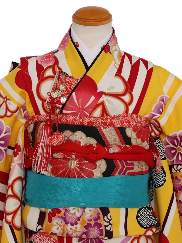 七五三(7歳女児)454/黄色矢がすり花輪