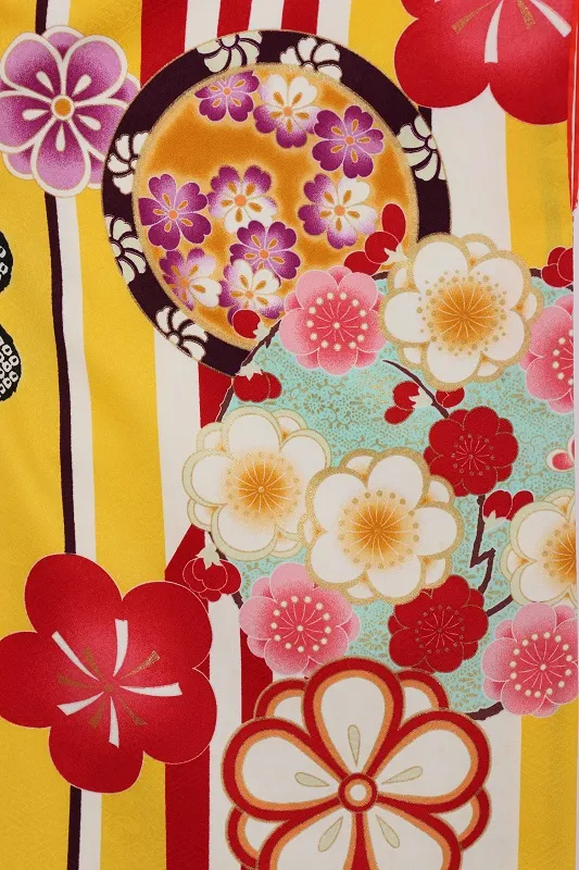 七五三(7歳女児)454/黄色矢がすり花輪