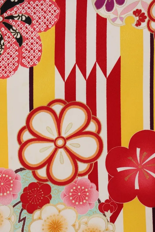 七五三(7歳女児)454/黄色矢がすり花輪