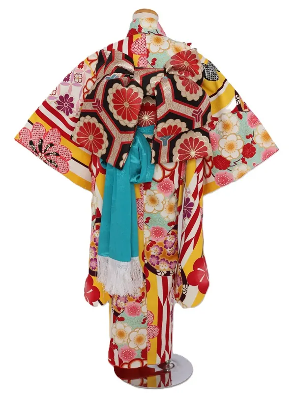 七五三(7歳女児)454/黄色矢がすり花輪