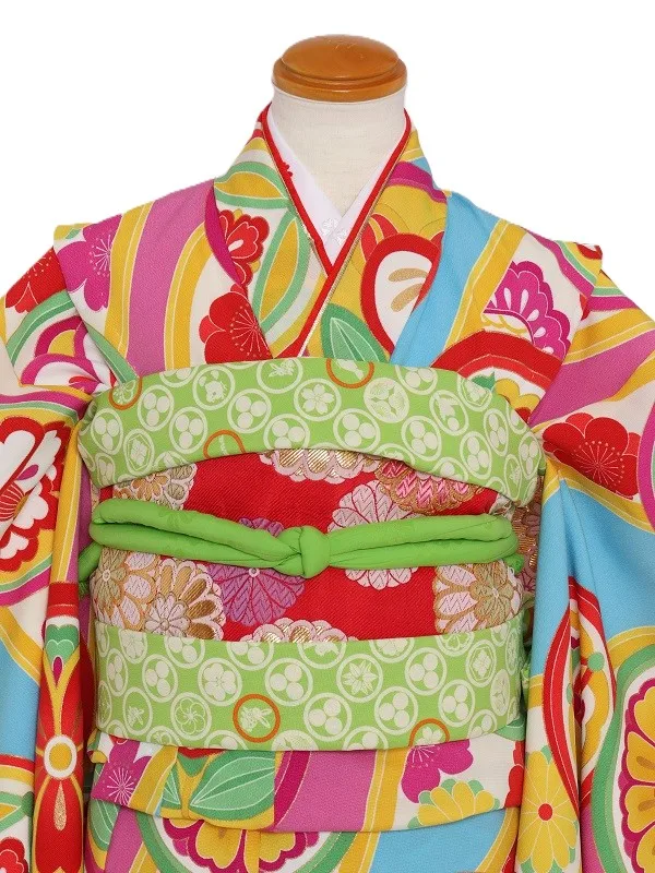 七五三(7歳女児)457/ﾋﾟﾝｸと水色丸紋柄