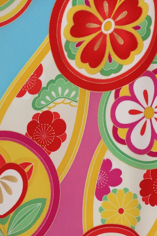 七五三(7歳女児)457/ﾋﾟﾝｸと水色丸紋柄