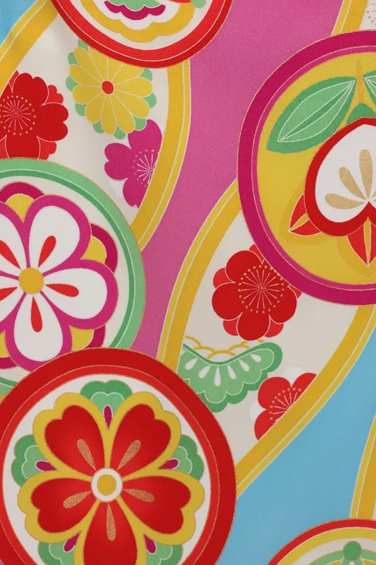 七五三(7歳女児)457/ﾋﾟﾝｸと水色丸紋柄