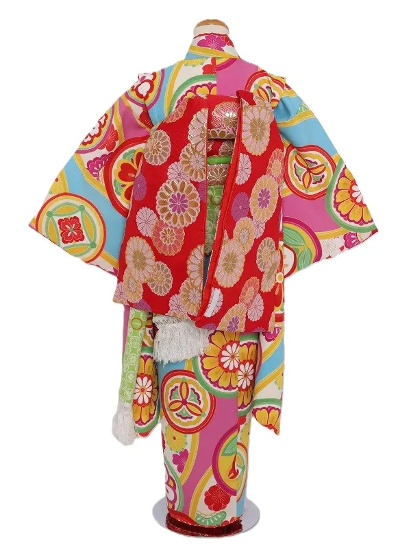 七五三(7歳女児)457/ﾋﾟﾝｸと水色丸紋柄