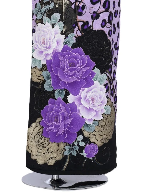 七五三(7歳女児)458/紫ﾚｵﾊﾟｰﾄﾞ柄にﾊﾞﾗ