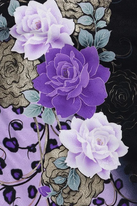 七五三(7歳女児)458/紫ﾚｵﾊﾟｰﾄﾞ柄にﾊﾞﾗ