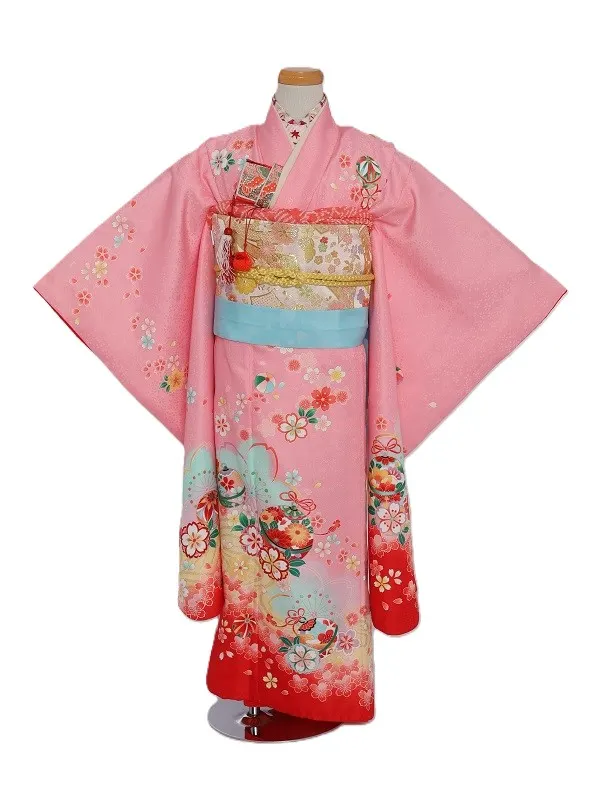 七五三(7歳女児)460/ﾋﾟﾝｸ裾赤桜No.2