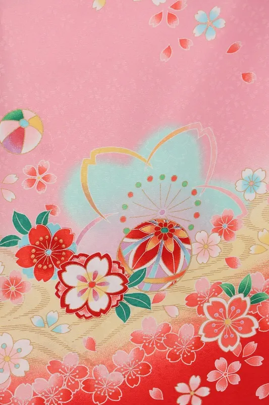 七五三(7歳女児)460/ﾋﾟﾝｸ裾赤桜No.2