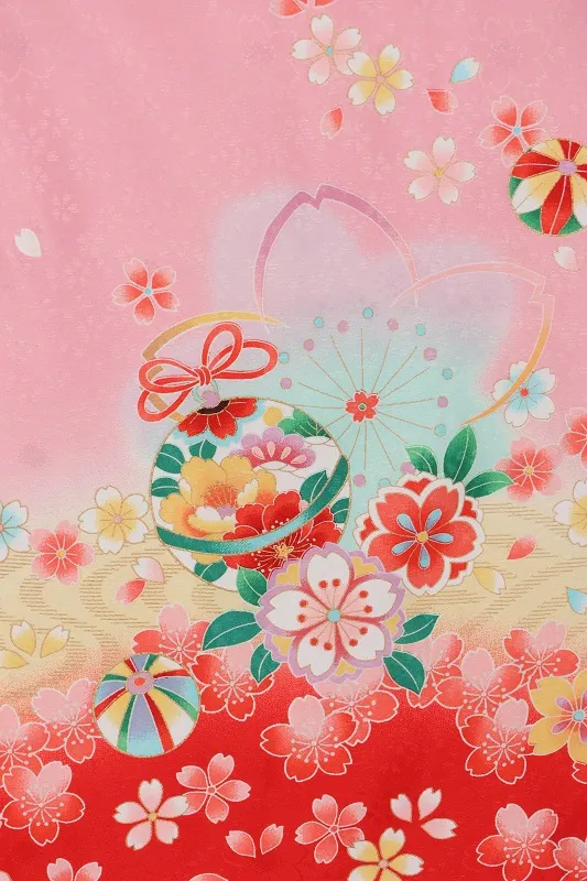 七五三(7歳女児)460/ﾋﾟﾝｸ裾赤桜No.2