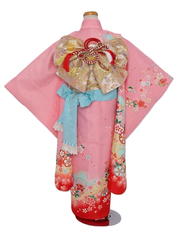 七五三(7歳女児)460/ﾋﾟﾝｸ裾赤桜No.2