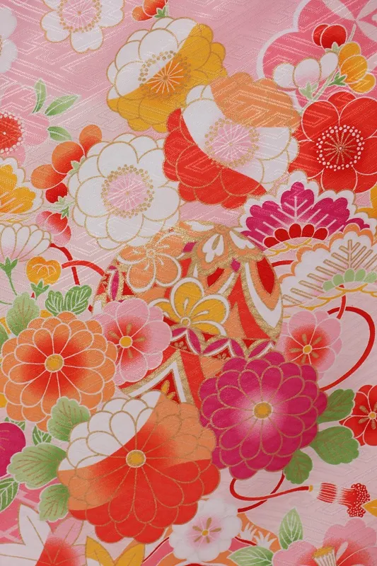 七五三(7歳女児)462/ﾋﾟﾝｸ松皮菱に和花No.2