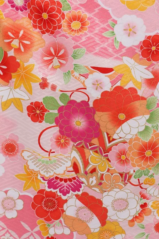 七五三(7歳女児)462/ﾋﾟﾝｸ松皮菱に和花No.2