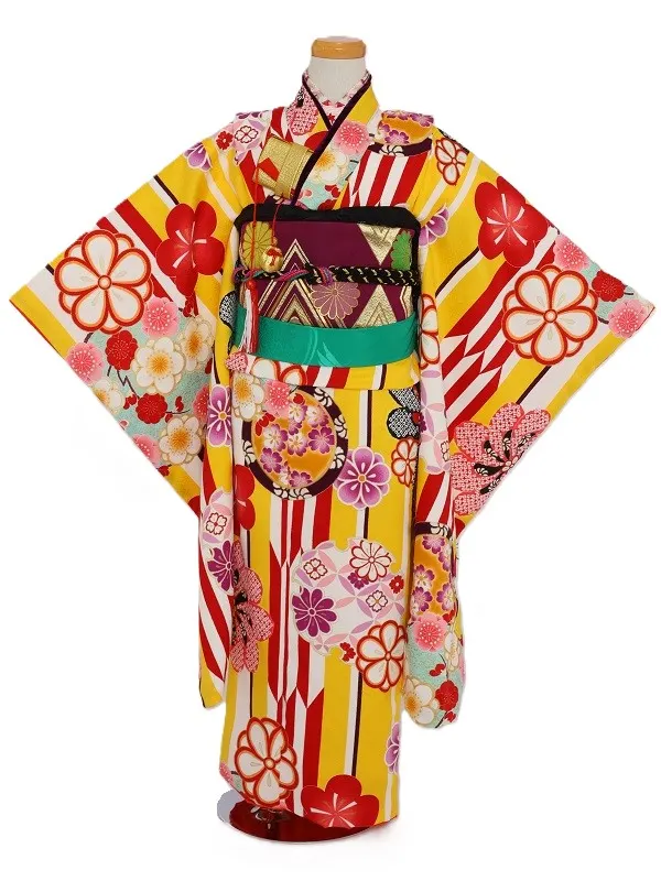 七五三(7歳女児)463/黄色矢がすり花輪