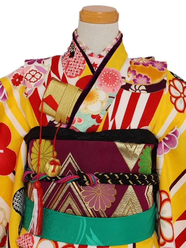 七五三(7歳女児)463/黄色矢がすり花輪