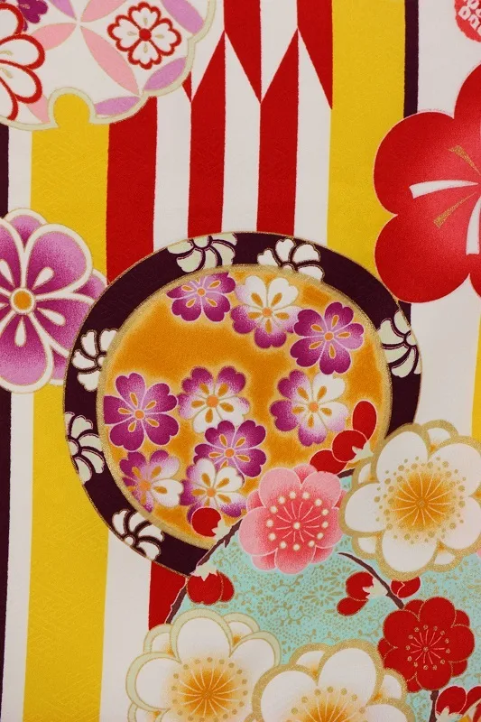 七五三(7歳女児)463/黄色矢がすり花輪