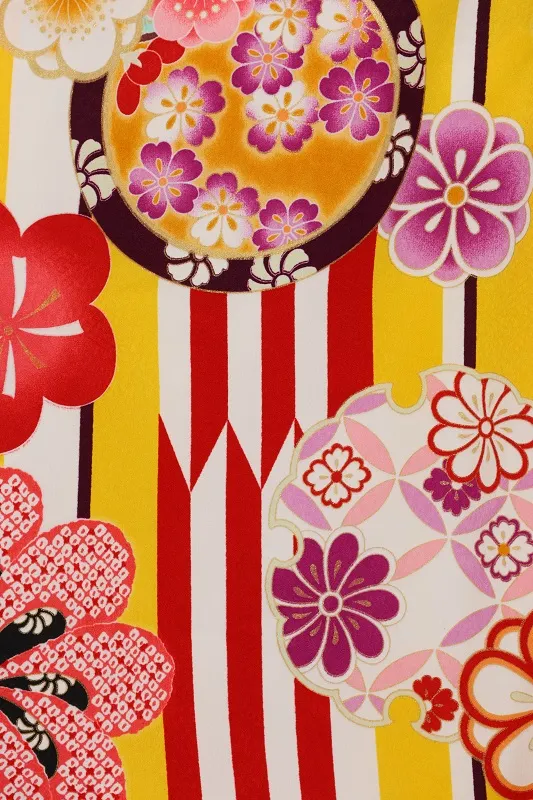 七五三(7歳女児)463/黄色矢がすり花輪