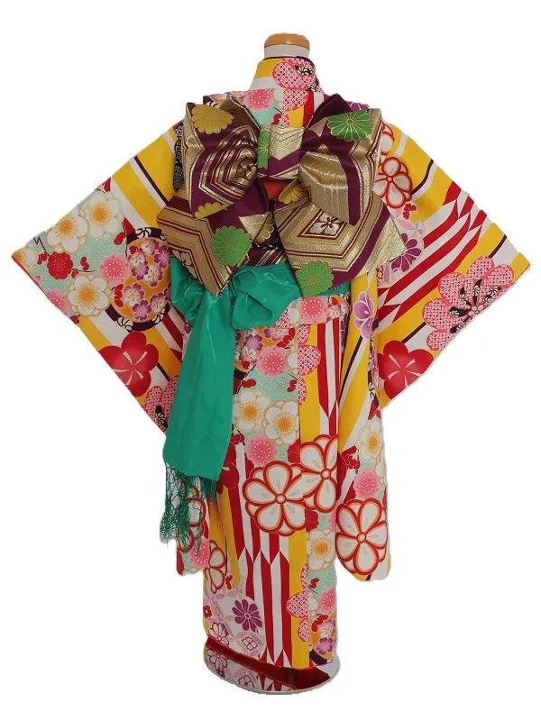 七五三(7歳女児)463/黄色矢がすり花輪