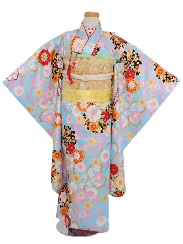 七五三(7歳女児)464/水色桜柄