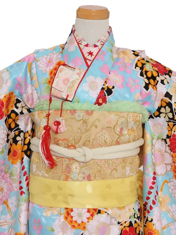 七五三(7歳女児)464/水色桜柄