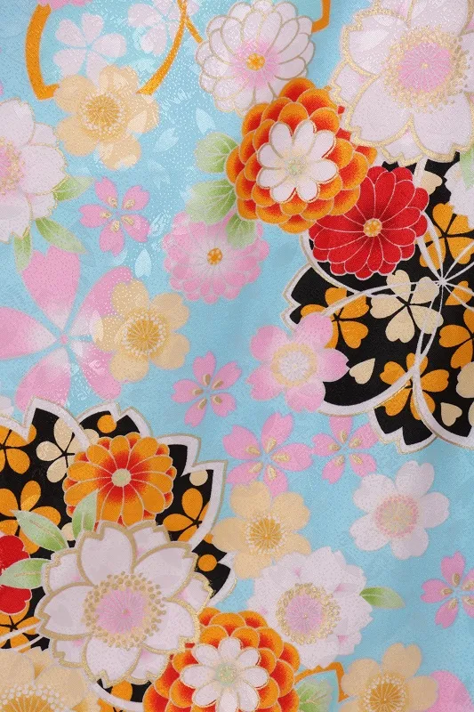 七五三(7歳女児)464/水色桜柄