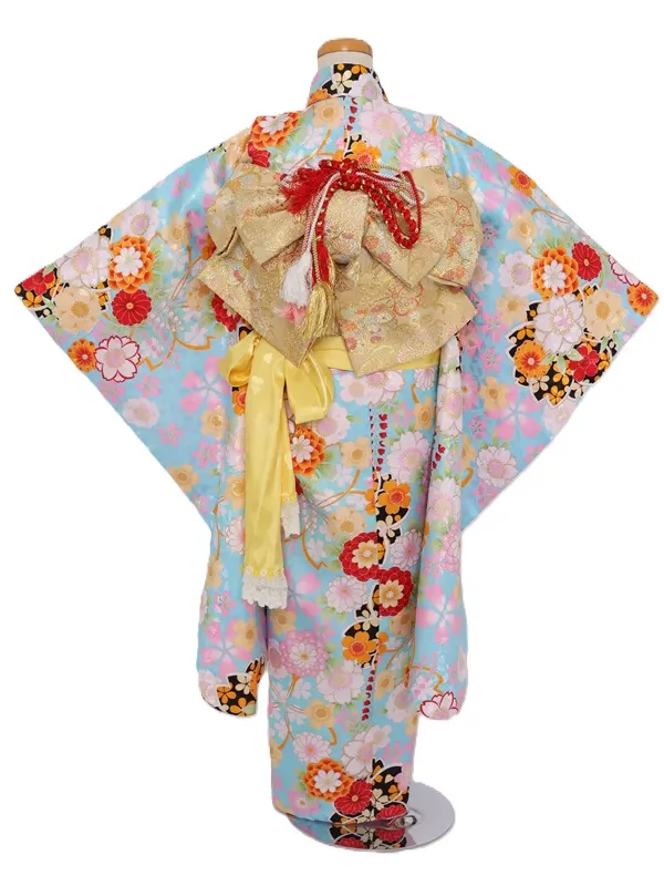 七五三(7歳女児)464/水色桜柄