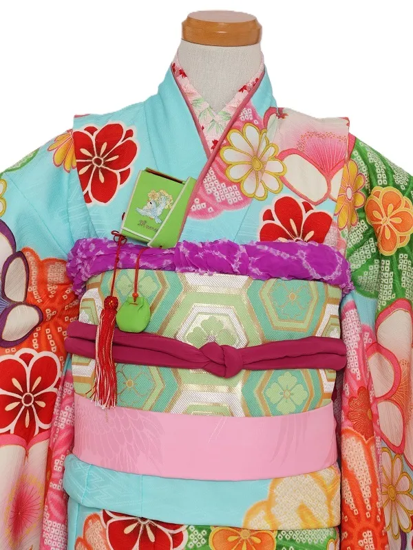 七五三(7歳女児)466/水色ｶﾗﾌﾙ菊柄