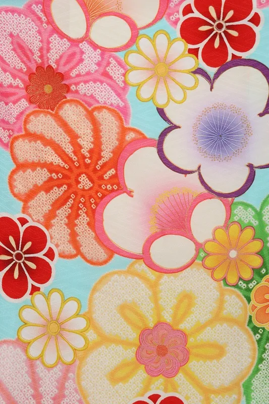 七五三(7歳女児)466/水色ｶﾗﾌﾙ菊柄