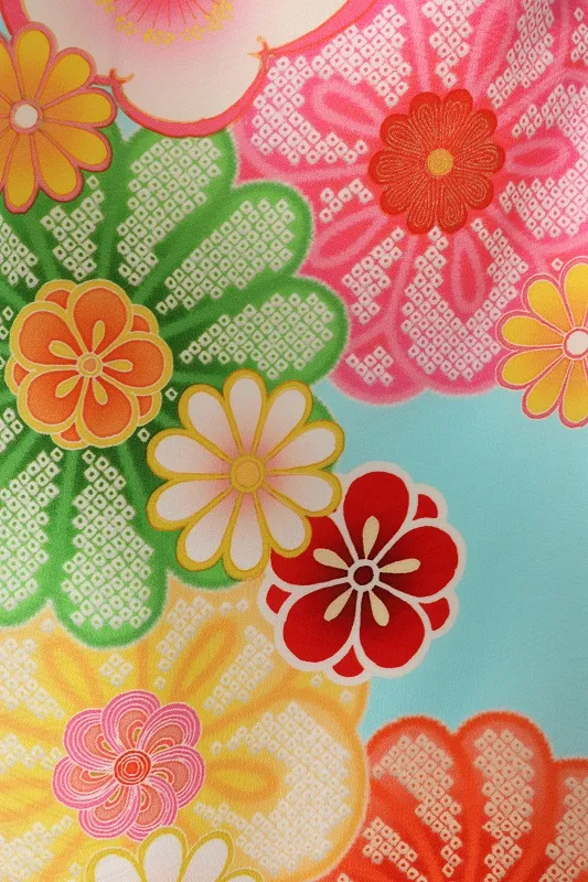 七五三(7歳女児)466/水色ｶﾗﾌﾙ菊柄