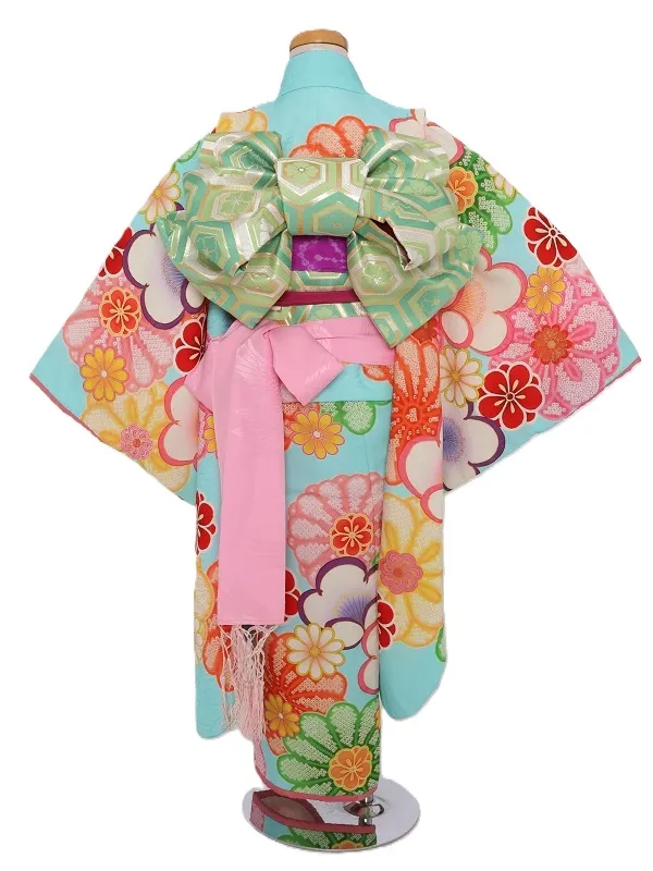 七五三(7歳女児)466/水色ｶﾗﾌﾙ菊柄