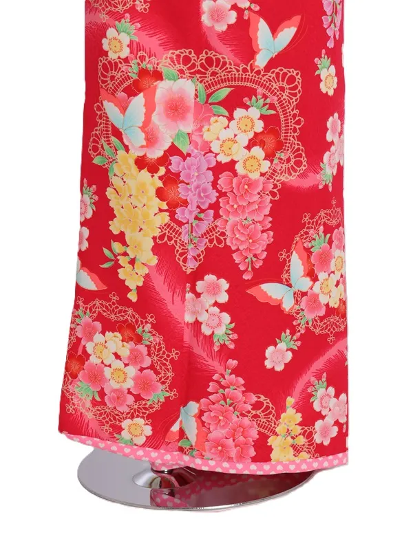 七五三(7歳女児)472/濃いﾋﾟﾝｸ蝶々花No.2