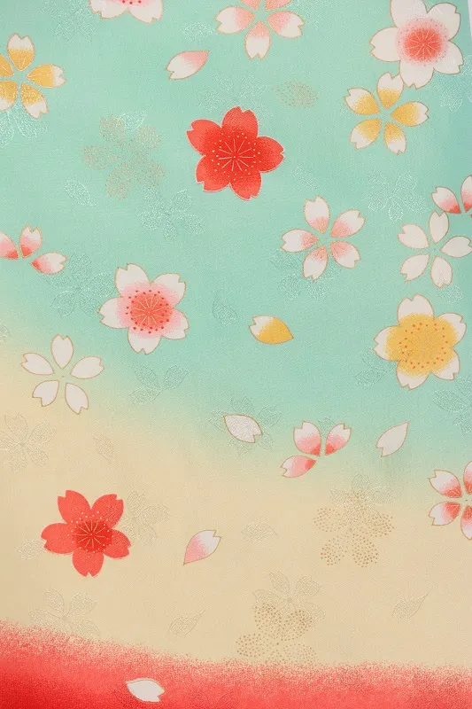 七五三(7歳女児)479/ﾐﾝﾄｸﾞﾘｰﾝ裾赤桜