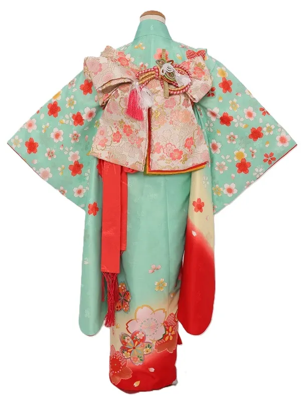 七五三(7歳女児)479/ﾐﾝﾄｸﾞﾘｰﾝ裾赤桜