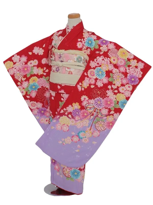 七五三(7歳女児)490/赤裾うす紫和花