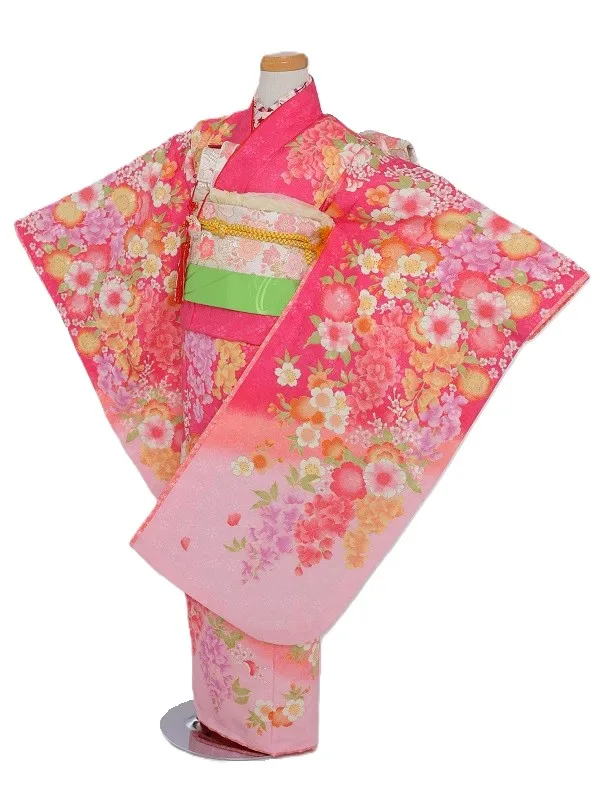 七五三(7歳女児)491/ﾋﾟﾝｸ裾うすﾋﾟﾝｸ桜地模様