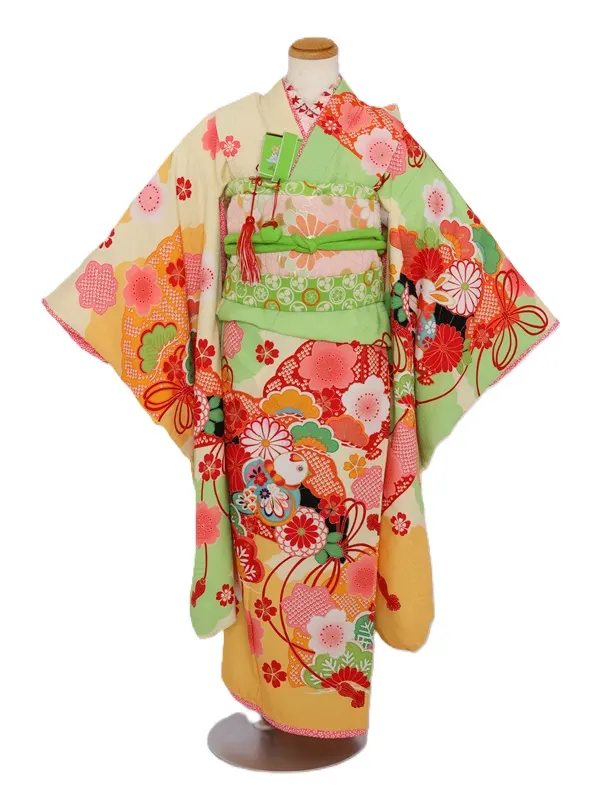 七五三(7歳女児)493/黄緑扇うさぎ桜
