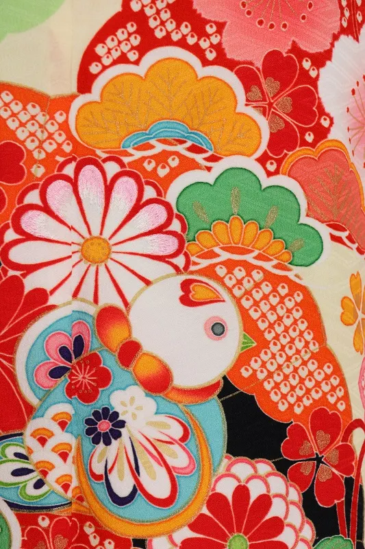 七五三(7歳女児)493/黄緑扇うさぎ桜