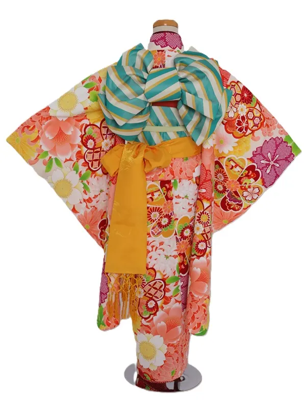 七五三(7歳女児)494/白地乱菊