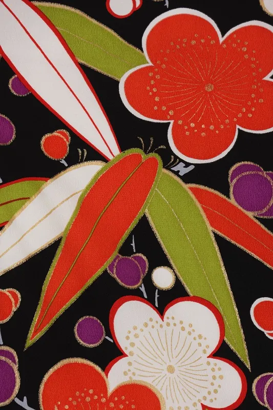 七五三(7歳女児)500/黒地梅と笹