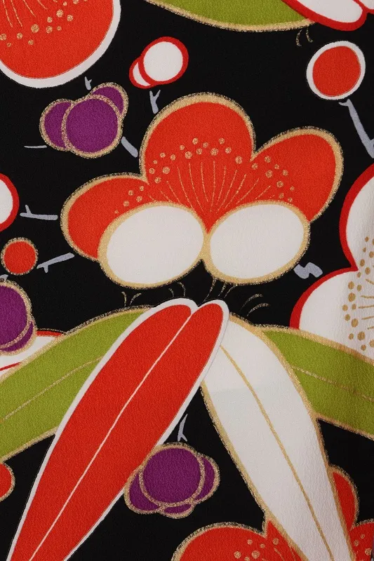 七五三(7歳女児)500/黒地梅と笹