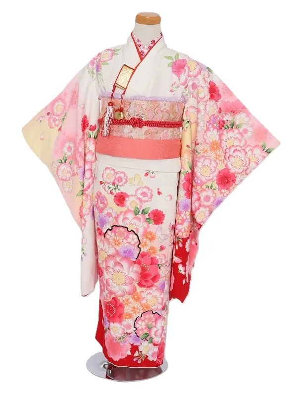 七五三(5歳女児)506/白裾赤八重桜